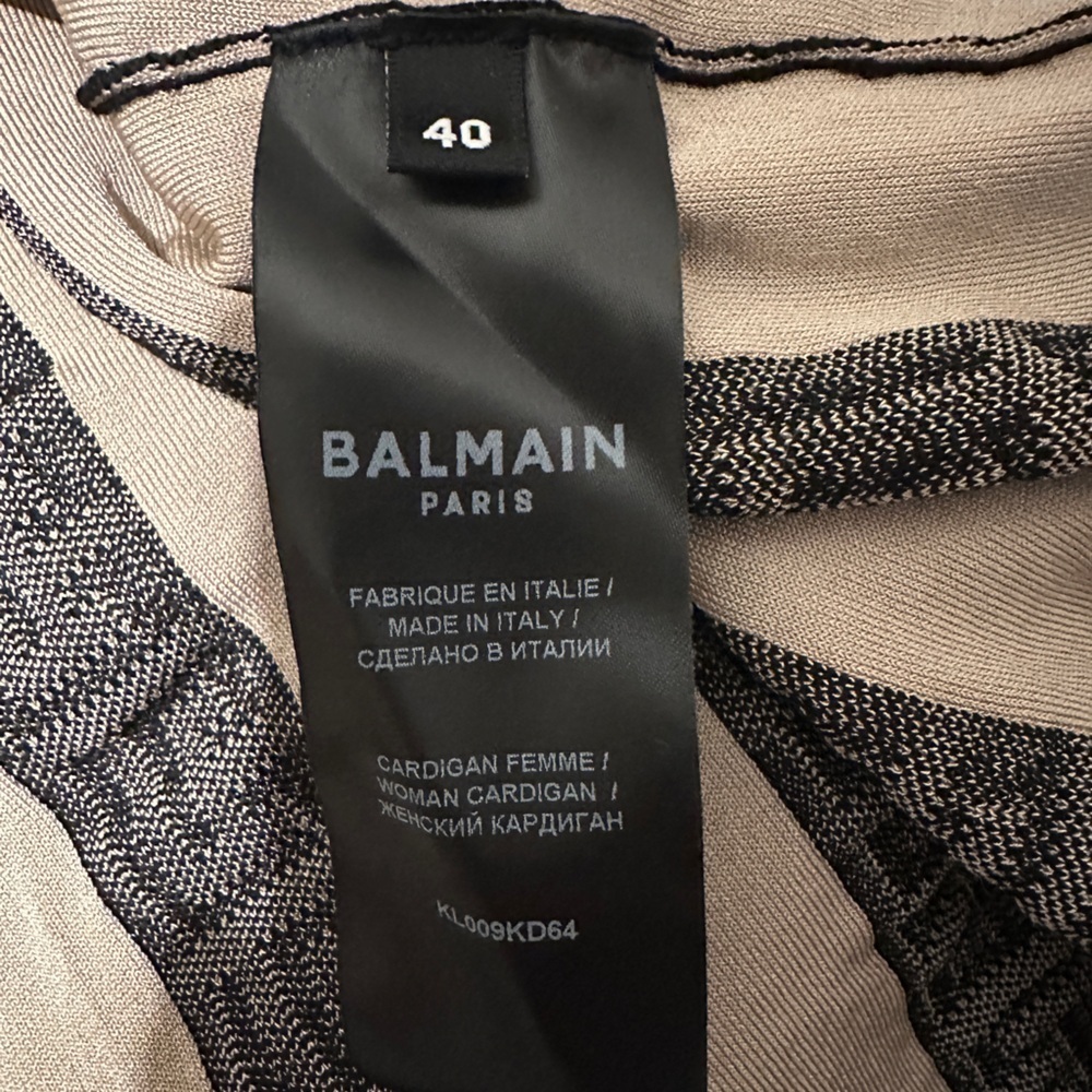 Balmain Monogram Pattern Wool Blend Button Cardigan Size 40 - Picture 15 of 16
